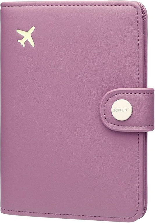 ZOPPEN Passport Holder Women, Passport Cover Travel Wallet Rfid Blocking Passport Wallet Cover Case Travel Essentials Document Organizer, Elegant Purple