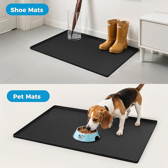 URMONA 16'' x 10'' Waterproof Silicone Under Sink Mat Cabinet and Counter Protector, Shelf Liner for Kitchen and Bathroom, Storage and Organizers, Litter Mat, Pet Cat Puppy Essentials（White Sand）