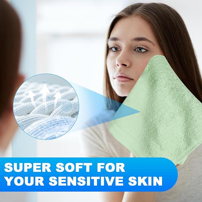 10 Pack Microfiber Wash Cloth, 10x10 Inch Highly Absorbent and Soft Feel Fingertip Towels, Machine Washable Washcloths for Bathroom, Gym, Hotel, Spa and Kitchen, Multicolor