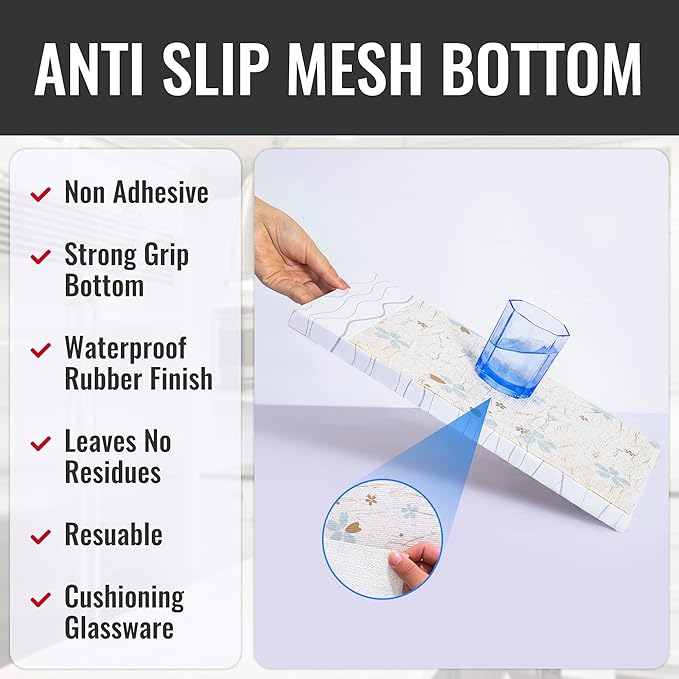 RAY STAR 18 Inch x 48 Inch Shelf Liner, Non Adhesive Floral White Cabinet Liner for Pantry Drawer Vanity, Strong Grip Non Slip Waterproof, Pretty Shelf Liners for Kitchen Cabinets (Signature Delivery)