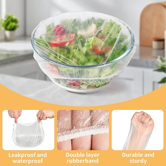 100 Bowl Covers Shower Caps for Sourdough Bread Proofing Large Elastic Reusable Plastic Wrap for Food Storage Baking Rising Meal-Prep Fermentation BPA-Free Keep Food Fresh