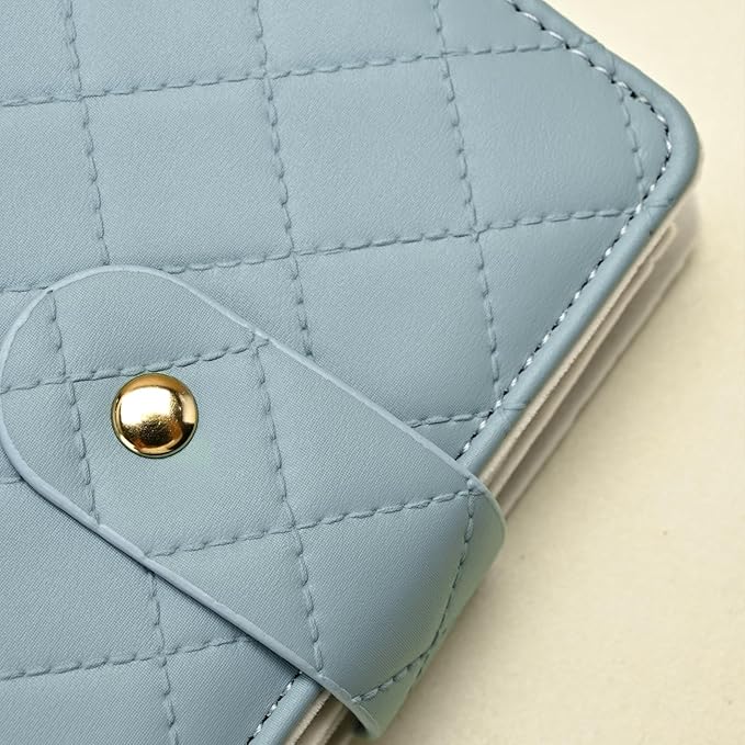 Oirlv Travel Jewelry Organizer Case Portable Jewelry Book with Velvet Pouches for Jewelry Travel Essentials (Light Blue)