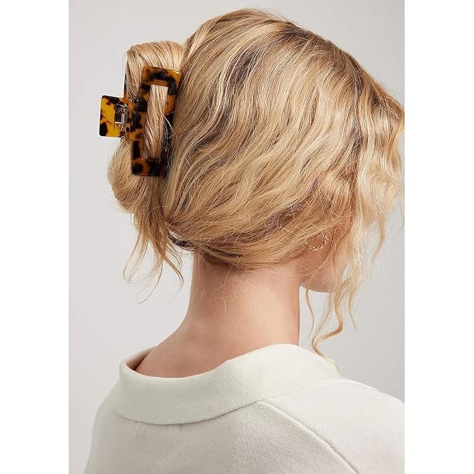 Big Claw Hair Clips 3.3 Inch Tortoise Banana Hair Clips for Women Girls Thin Hair French Design Celluloid Leopard Print Strong Hold Hair Clips for Thick Hair