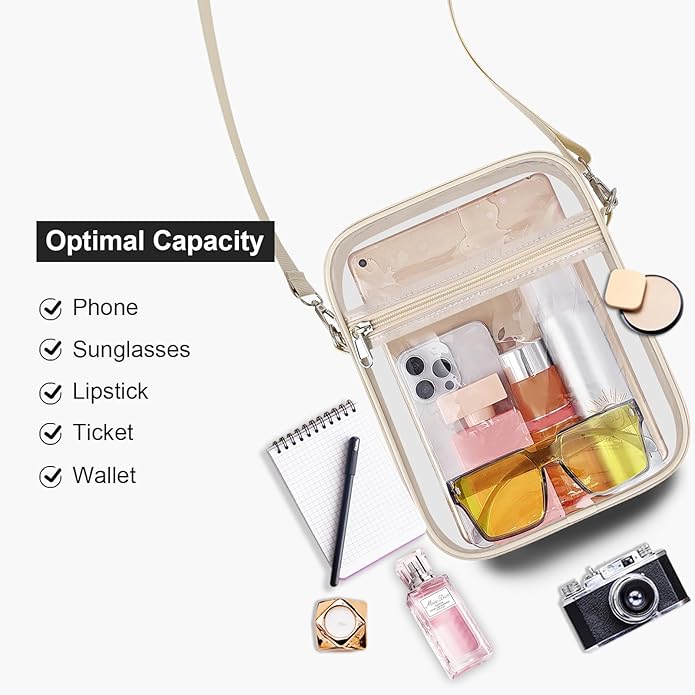 USPECLARE Clear Purse Stadium Transparent Messenger Bag Stadium Approved for Men and Women Clear CrossBody Bag