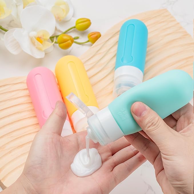 MODENGKONGJIAN 16 Pack Travel Bottles for Toiletries,TSA Approved Silicone Squeezable Travel Shampoo Bottles, 3oz Leak Proof Refillable Toiletry Cosmetic Containers (16PCS/Cranberry)