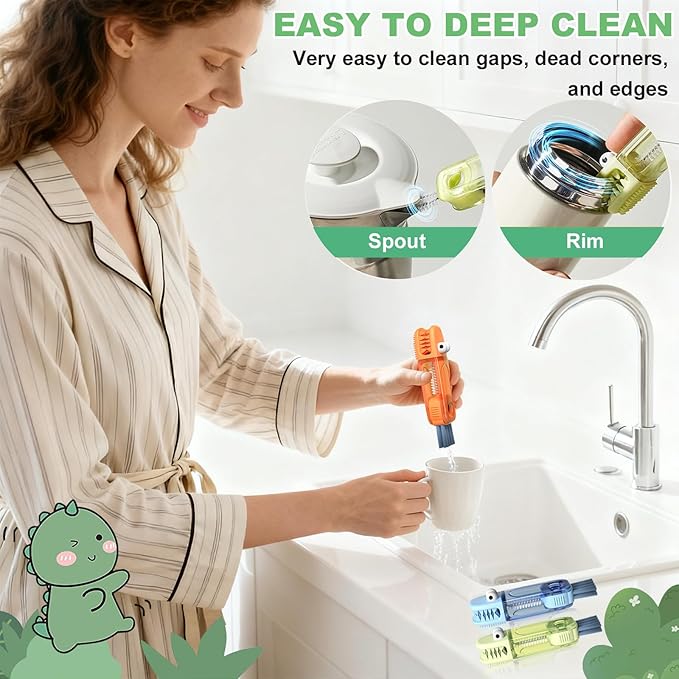 3 in 1 Cup Lid Gap Cleaning Brush, Portable Water Bottle Brush, Multifunctional Bottle Cleaner Brush Set for Tight Spaces, Bottle Gaps, Straws, Tumblers, Travel Mug Caps(3 PCS)