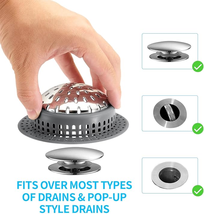 Aluvor Shower Drain Hair Catcher, Shower Drain Cover, Bathtub Drain Hair Catcher for Pop-Up & Regular Drains