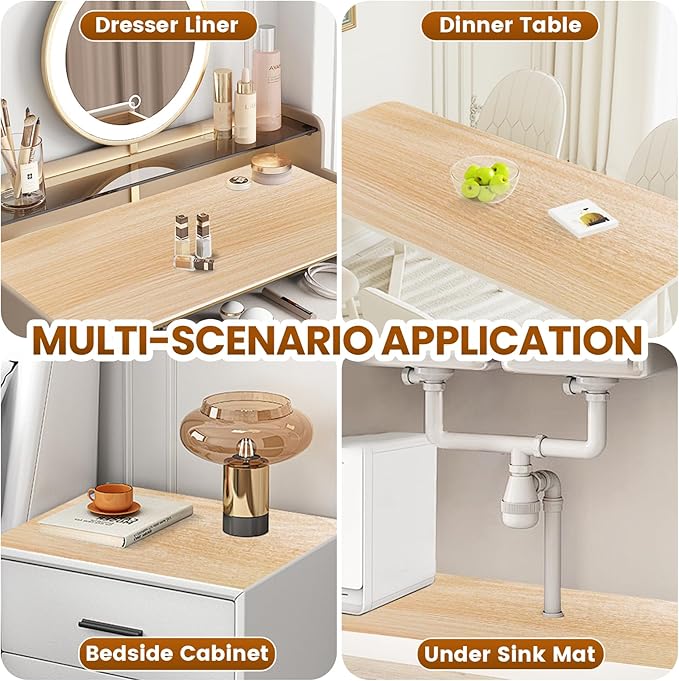 Drawer Shelf Liner for Kitchen Cabinets Non-Adhesive, Non Slip Shelf Paper Waterproof Thickened Cabinet Liners for Shelves, Strong Grip Mats for Cupboard, Dresser, Pantry, Beige, 23.6 in x 30 FT