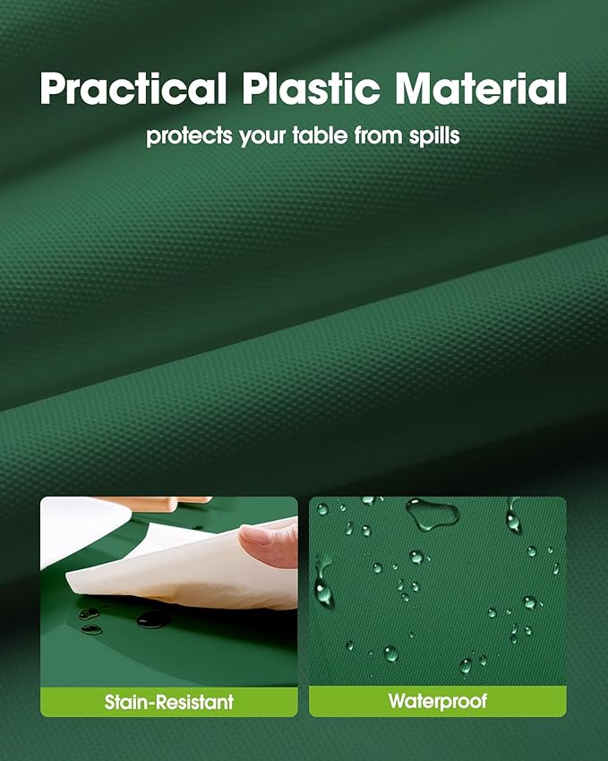Pureegg Plastic Table Cloth Disposable 10 Pack, 54 x 108 Inch Table Cloths, St Patricks Day, Christmas Decorations, Drak Green Tablecloths, Rectangle, Plastic Cover, Leakproof & Sturdy, Emerald Green