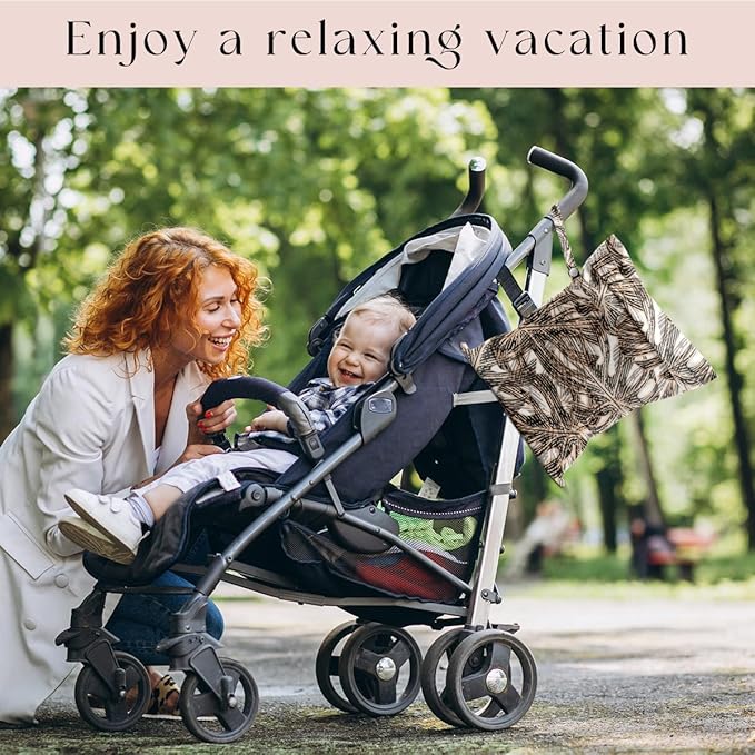 Wet Bag, Wet Dry Bag, Wet Bag for Swimsuit, Travel, Beach, Pool, Diapers, Dirty Yoga Gym Clothes, Makeup Bag, Waterproof Tropical Palm Leaves Decor Jungle Palm Leaf Favors, 12.6” x 10.2”