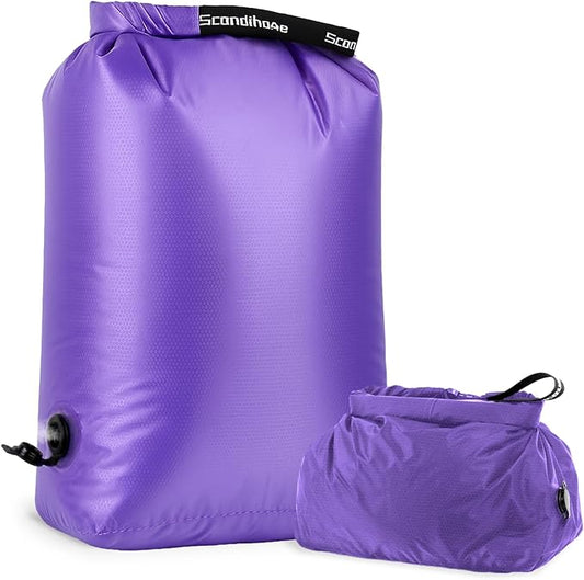 Travel Laundry Bag, Pump-Free Vacuum Storage Bag, Reusable Compression Dirty Clothes Travel Bag, Waterproof Wet Dry Bags, Large Capacity Space Saver Bags, Camp Clothes Organizer (1 Pc) (Purple, L)