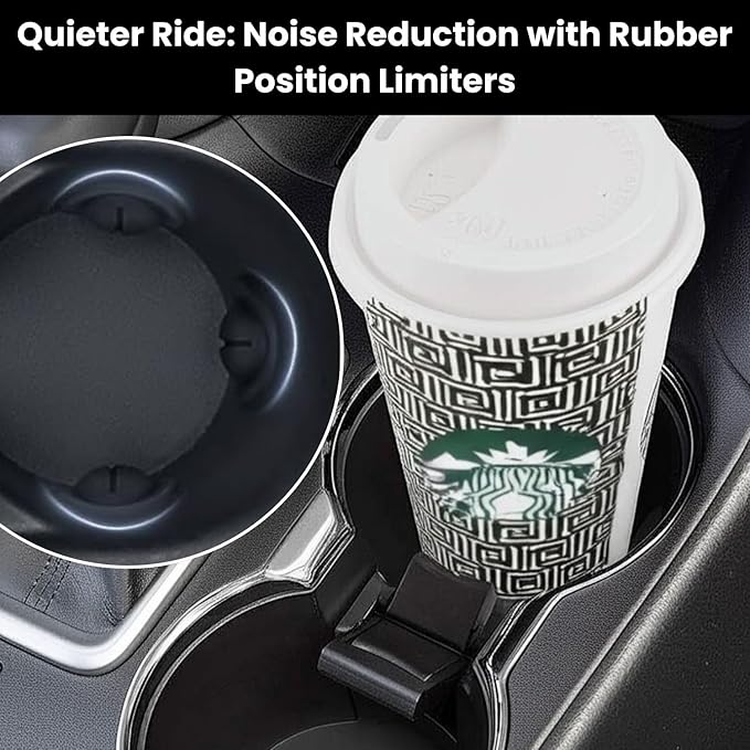 Cup Holder Insert for Toyota Highlander 2014-2021 - Includes Anti-Slip Rubber Coaster & Small Bottle Position Limiter - Car Accessory Upgrade Kit