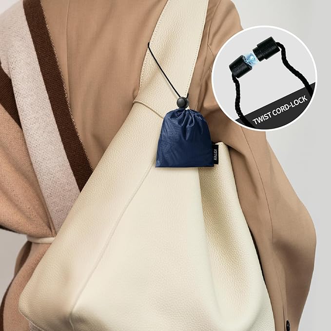 KALIDI Compact Tote Shopping bag Lightweight Foldable Tiny Reusable Grocery Shoulder Bag Crossbody