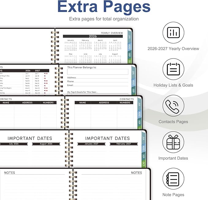 Planner 2026-2027, Weekly and Monthly Academic Planner, July 2026 - June 2027, Hardcover Calendar Agenda Book for School Year Planning, School Supplies for Teacher and Student, Letter Size(8.5'' x 11'')
