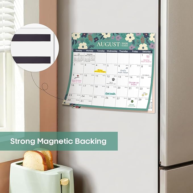 Aesthetic 2026-2027 Magnetic Calendar for Refrigerator, 21-Month Fridge Calendar Magnet from April 2026 to December 2027, Easy Organizing，Twilight Petals