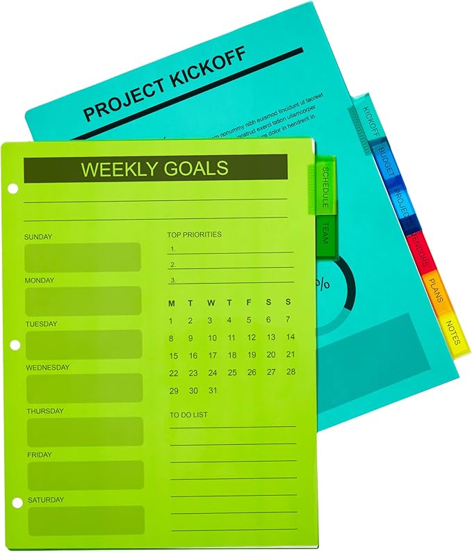 Avery Dividers for 3 Ring Binders, 8-Tab Plastic Binder Dividers Insertable Big Tabs, Multicolor, 1 Set (11901)