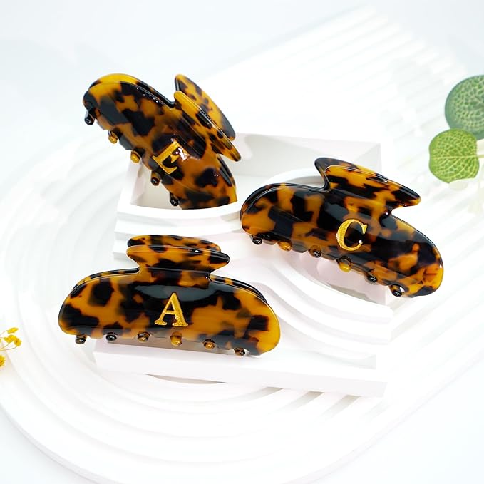 Acrylic Letter Hair Clips for Women - Tortoise Shell Monogram Hair Claw Alphabet Large Hair Clip, Fashion Glitter Claw Clips Elegant And Durable Hair Accessory, Letter L