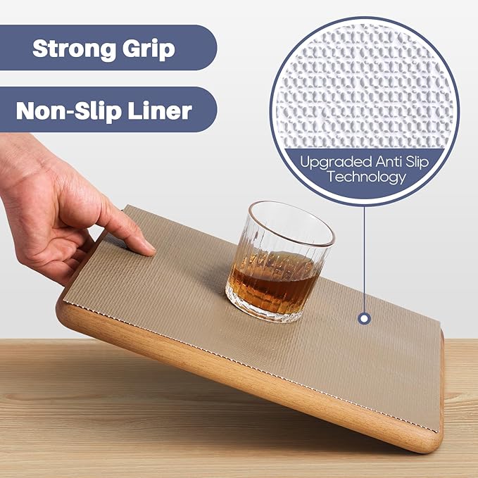 Drawer Liner, Shelf Liners for Kitchen Cabinet Waterproof & Oil-Proof Cupboard Liner Non-Slip Drawer Mat PVC Material Non Adhesive Kitchen Liner for Countertop Beige 17.5 x 157.4 Inches