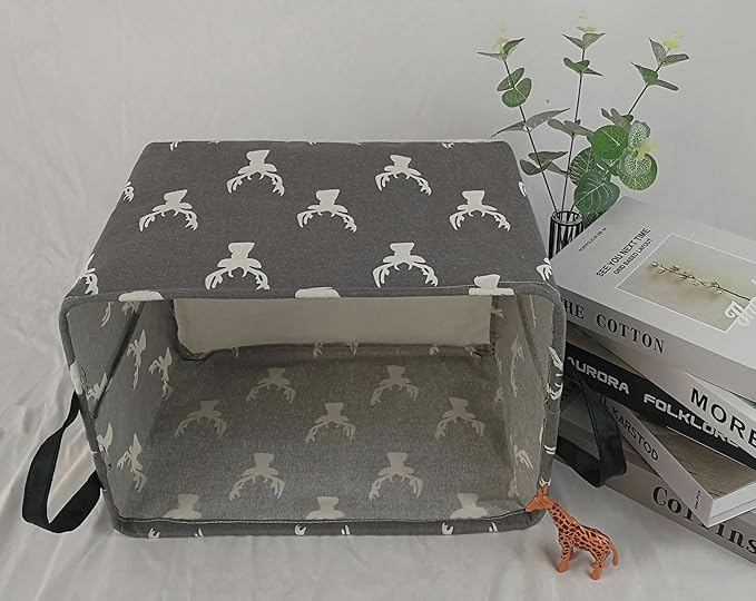 KUNRO Rectang Deer Storage Basket Gift Shelf Basket Storage Bin, Nursery Basket Organizer Box for With Handles for Room Deco (Grey deer)