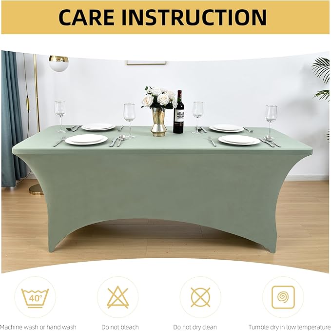 ZarzaaSik 118 2-Pack 4ft Spandex Table Covers for Rectangular Folding Tables - Wrinkle Resistant Stretch Tight Table Cloths - Ultimate Fitted Table Protector for Parties, Banquet, and Wedding