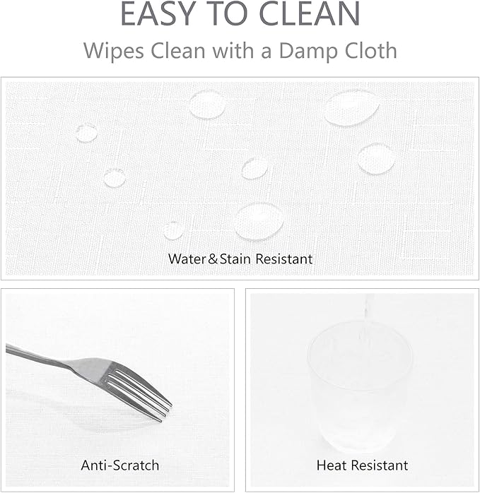 Rectangle 6 Feet Tablecloth 60x104 inch Linen Textured Table Cloth Stain and Wrinkle Resistant Washable Polyester, Decorative Table Cover Waterproof for Dining, Buffet and Camping, White