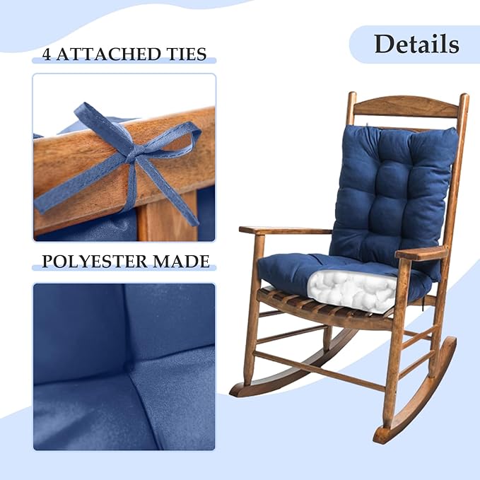 Yellow Rocking Chair Cushion Indoor Outdoor High Back Seat Pad Soft Chair Cushion for Patio Porch Garden Kitchen Office