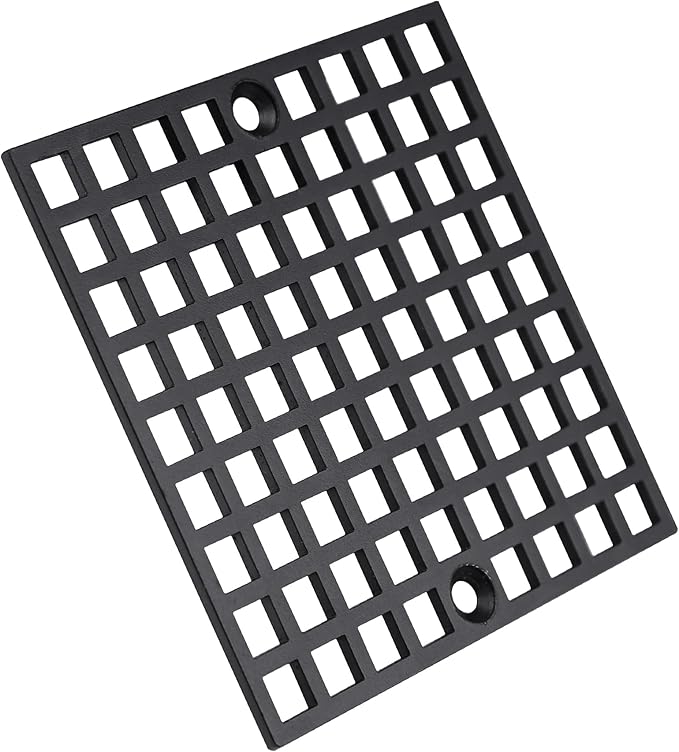 4" Matte Black Shower Drain Cover, 304 Stainless Steel Square Floor Drain Cover Replacement, Drain Strainer and Hair Catcher for Showers, Bathrooms, and Sinks