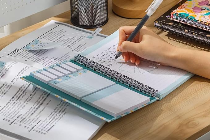 A5 Spiral Sticky Notebook,with 9 pads of decorated sticky notes and a handy notebook,Note Pads Teacher Appreciation Gift Writing Memo Pads School Office Supplies and Daily Life Organization (Daisy)