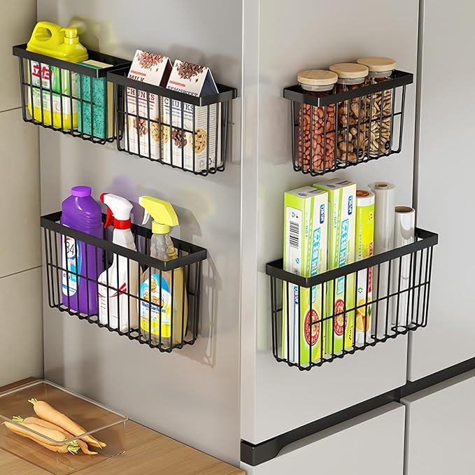 SleekStore Kitchen Cabinet Door Storage Box, Self-Adhesive Wall Mounted, Wardrobe/Bathroom/Refrigerator Small Items Organizer, Oil Bottle/Seasoning Storage (3 Piece)