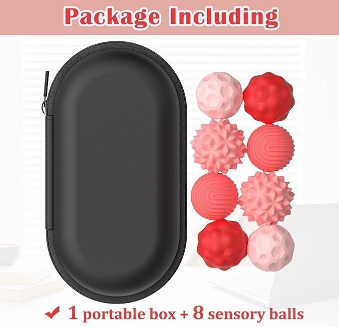 8PCS Sensory Fidget Balls For Adults & Teens, Magnetic Attraction Stress Balls With Silicone Shell-To Calm Restless Hands and Anxious Mind, Quiet Desk Fidget Toys for Office Travel Toys Gift (Pink,8)