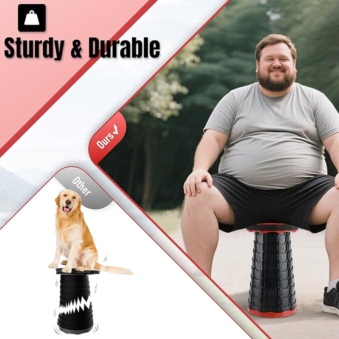 Upgraded Foldable Stool Thickened, Portable Collapsible Stool Retractable Stool for Fishing, Hiking, BBQ, Parties, Outdoor Activities (Red) (2)