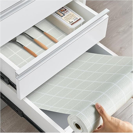 Drawer and Shelf Liner, Non-Slip Kitchen Cabinet Liners Non-Adhesive Thick Strong Grip Waterproof Washable Mats Protect Dresser Shelves Cupboard Bathroom Cabinets, Light Green, 18 in X 20 FT