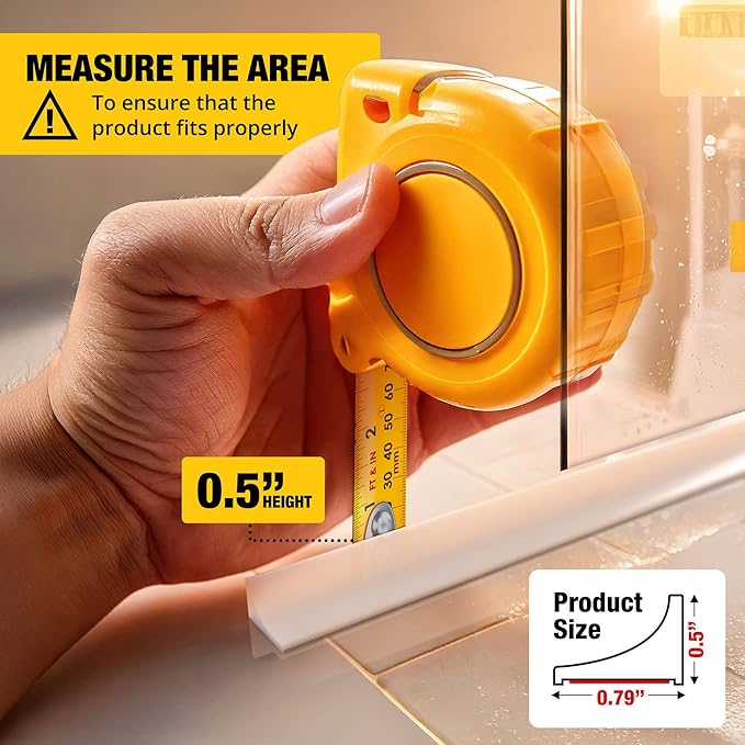 Shower Threshold Water Dam Barrier 67" - White Collapsible Walk in Shower Water Guard - Door Bottom Seal Strip Leak Guard by Hippo Dam