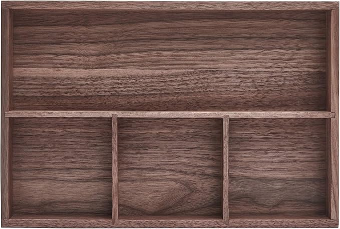 pandapark Wood Organizer Tray, Black Walnut, Desk & Drawer Storage Box (Walnut Master)