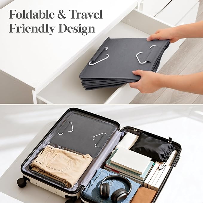 Lifewit 5 Tier Hanging Closet Organizer and Storage for Shelves, Foldable Clothes Storage Shelf with 2 Sturdy Hooks for Clothing Organization, Dorm Room Essentials for Guys, Gray