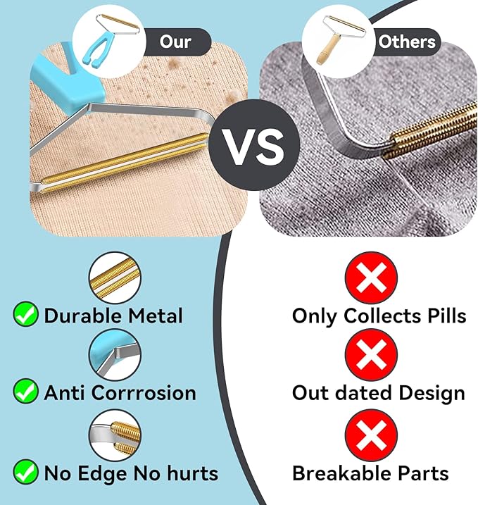 Lint Remover 3-Pack, Lint Shaver Cleaner Pro, Carpet Rake, Lint Brush, Fur Removal Tool, Portable Carpet Scraper, Clothes, Car Mats, Couch, Pet Bed, Furniture