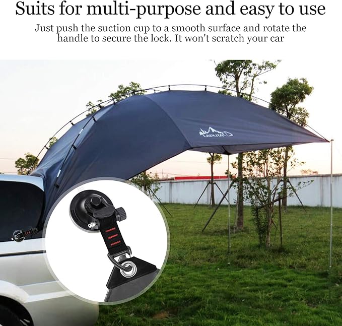 CONBOLA Suction Cups Hooks 8 pcs Car Camping Essentials Heavy Duty Tie Down Suction Cup Camper Accessories with Securing Hook Strong Power for Car Awning Boat SUV Tent Trap Window Glass. (8 pcs)
