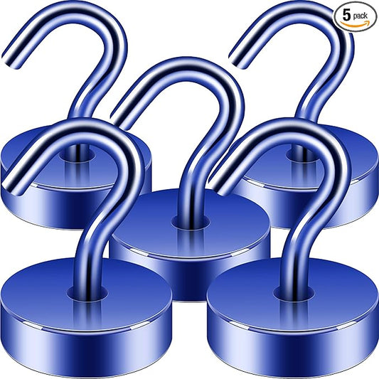 Neosmuk Magnetic Hooks, Cruise Ship Essentials, 40lb+ Heavy Duty Magnetic Hooks for Cruise Cabins, Refrigerator, Grill, Hanging, and Travel | Extra Strong Must-Haves Magnet Hook,Navyblue,Pack of 5