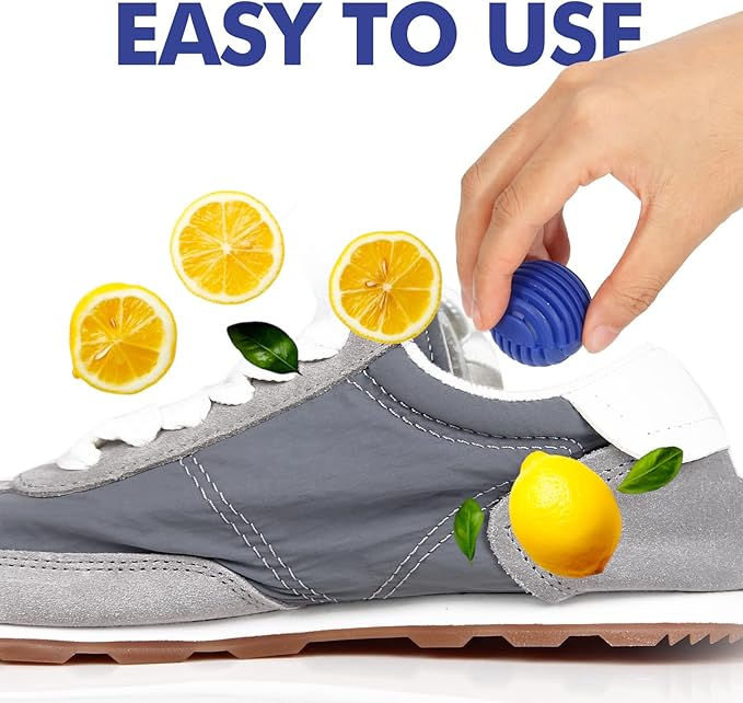 Sneaker Deodorizer Balls Escape Scent 6 Pack, Odor Eliminator Balls for Closet Car Gym Bag, Long Lasting Small Space Air Freshener With Essential Oil