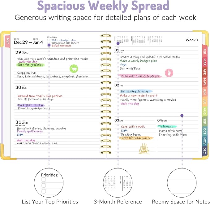 2026 Planner, Forvencer Calendar Planner Weekly and Monthly, Jan 2026-Dec 2026, 8.5" X 11", Hardcover Agenda Book, Daily Journal Organizer with Inner Pocket, Notebook for Office School, A4, Purple