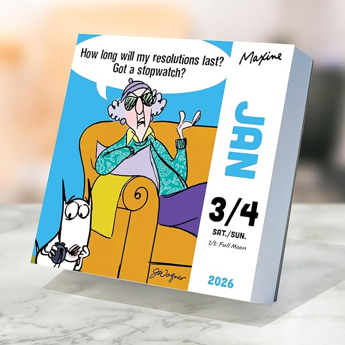 TF Publishing 2026 Maxine Daily Desktop Calendar - Small Daily Desk Calendar 2026 for Home or Office Organization, Full-Color Tear-Off Pages & Stand-Up Display with Funny Quotes - 5.25 x 5.25 In