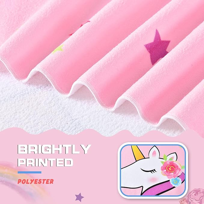 Unicorn Kids Beach Towel for Girls - 30” x 60” Pink Pool Swimming Towels Personalized Beach Towels for Girls Kids Quick Dry Ultra Absorbent Super Soft Beach Blanket Camping Travel Bath Shower Towel