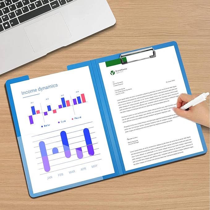 10 Pack Foldable Clipboards, A4 Clipboard Folder with Pocket, File Cover Office Folder Clipboard, 360 Degree Foldable Storage Clipboards for Office, School or Medical Field(5 Colors)