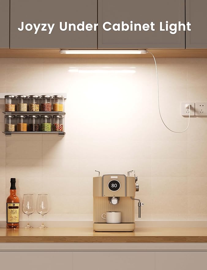 2 Pack Hand Wave Under Cabinet Lights, 16 Inch Plug in Dimmable Kitchen Counter Light Brightness Adjustable Over Sink Lighting, Super Bright LED Lights Motion Sensor Above Stove Lites Under Shelf Lamp