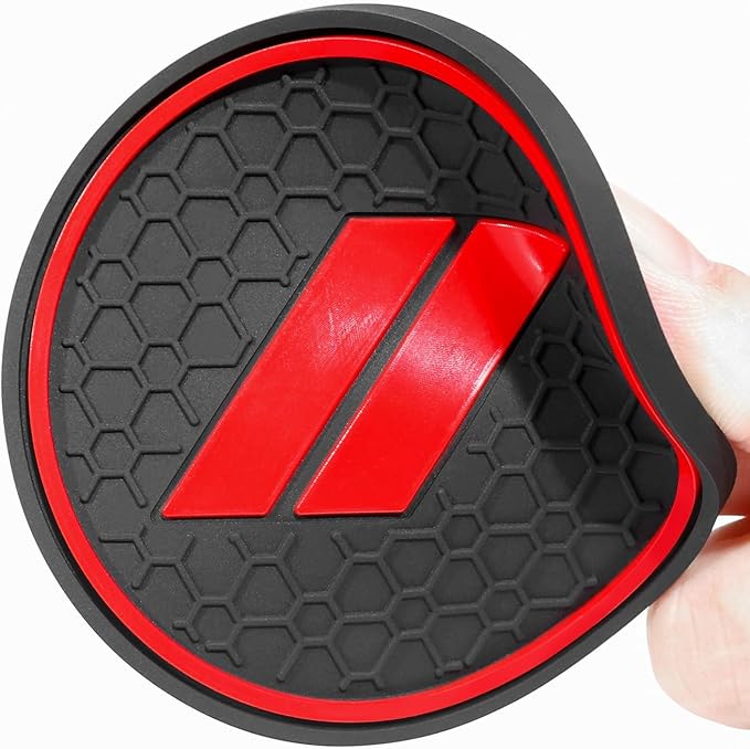 Cup Holder Inserts for Dodge Durango Accessories 2021 2022 2023 2024 2025 2026 Center Console Mat Custom Fit Silicone Cup Liners Pads Interior Decoration (5pcs/Set, Red)