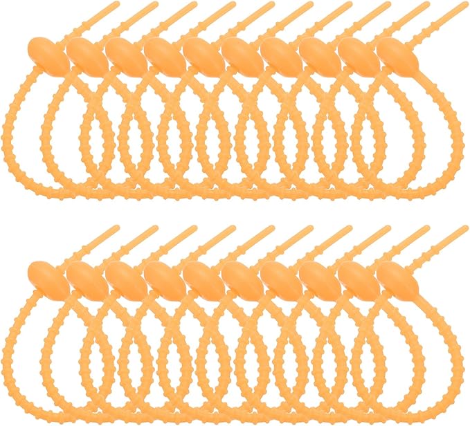 PATIKIL 6 Inch Silicone Cable Ties, 20pcs Rubber Reusable Twist Zip Ties Organizer for Home Office Kitchen Food bags Wires Adjustable Bag Clip, Yellow