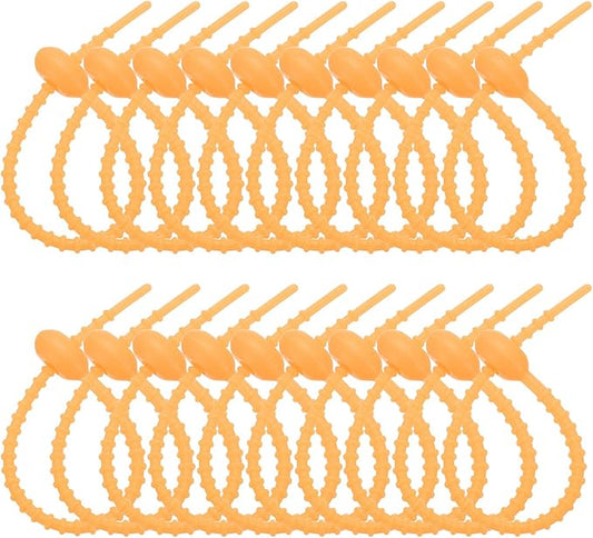 PATIKIL 6 Inch Silicone Cable Ties, 20pcs Rubber Reusable Twist Zip Ties Organizer for Home Office Kitchen Food bags Wires Adjustable Bag Clip, Yellow