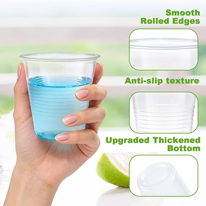 Lamosi 600 Count 3 oz Clear Plastic Cups, Disposable Small Mouthwash Cups for Party, Travel, Events