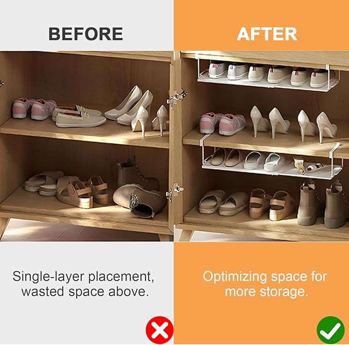 1 Pack Expandable Under Cabinet Shelf, Under Shelf Basket with 0.94 Inches Thick Clips for Kitchen Cupboard, Metal Hanging Under Desk Basket for Laundry Room, Cabinet, Shoe Rack