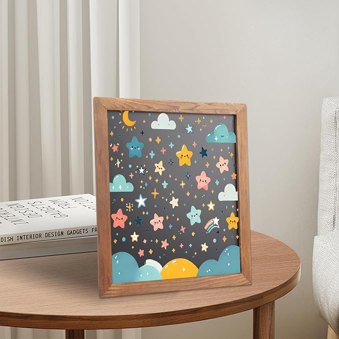 2 PCS 11x14 Inch Small Chalkboard Signs with Stand Black Magnetic Chalkboard Tabletop Non-Porous Surface with Rustic Pine Wood Frame Chalk Board Easel Sign for Kitchen, Wedding